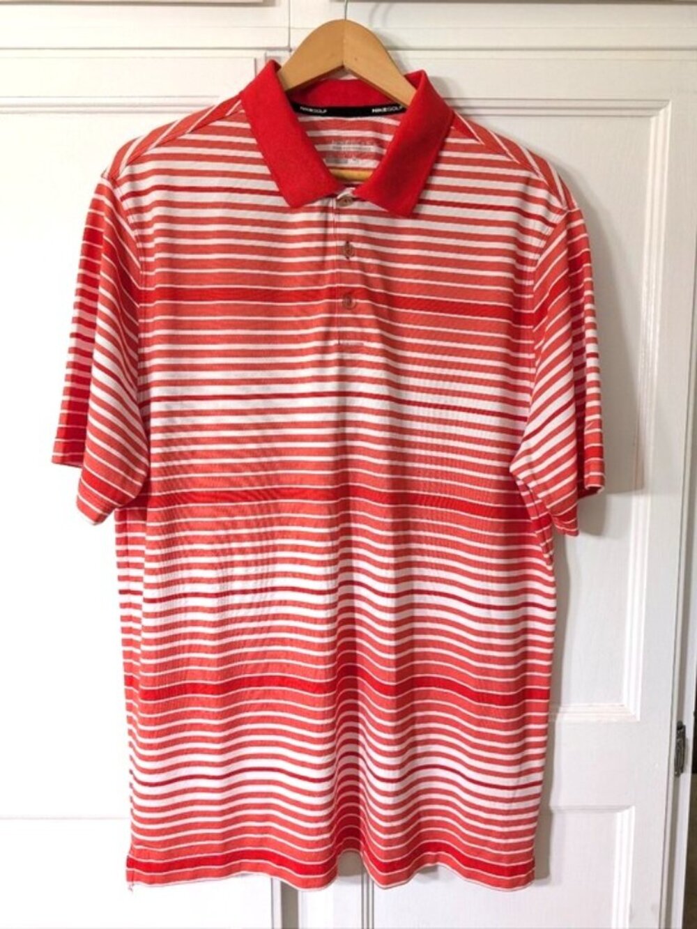 Nike Golf Lightweight Stripe Dry Fit Polo Red/White  Size XL